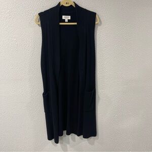 Elle Sweater Cardigan Knit Black Open Front Size XL Long Sleeve Approx 40” Long